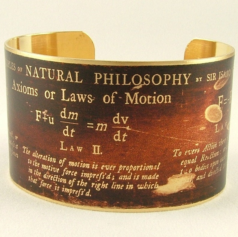Sir Isaac Newton Laws of Motion Maths Bracelet Physics Math Cuff Equations Tech Gift For Him Coworker Gift image 3