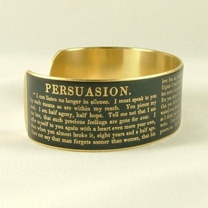 Jane Austen Persuasion Jewelry Literary Quote Bracelet Book Lover Cuff Romantic Gift For Her image 4