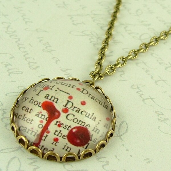 Count Dracula Necklace - Literary Vampire Quote Jewelry