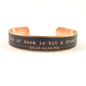 Poetry Bracelet Dream Within A Dream Edgar Allen Poe Jewelry Gothic Quote Poem Cuff image 4