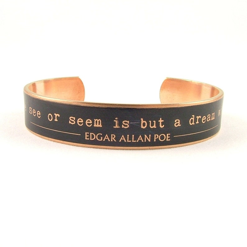 Poetry Bracelet Dream Within A Dream Edgar Allen Poe Jewelry Gothic Quote Poem Cuff image 4