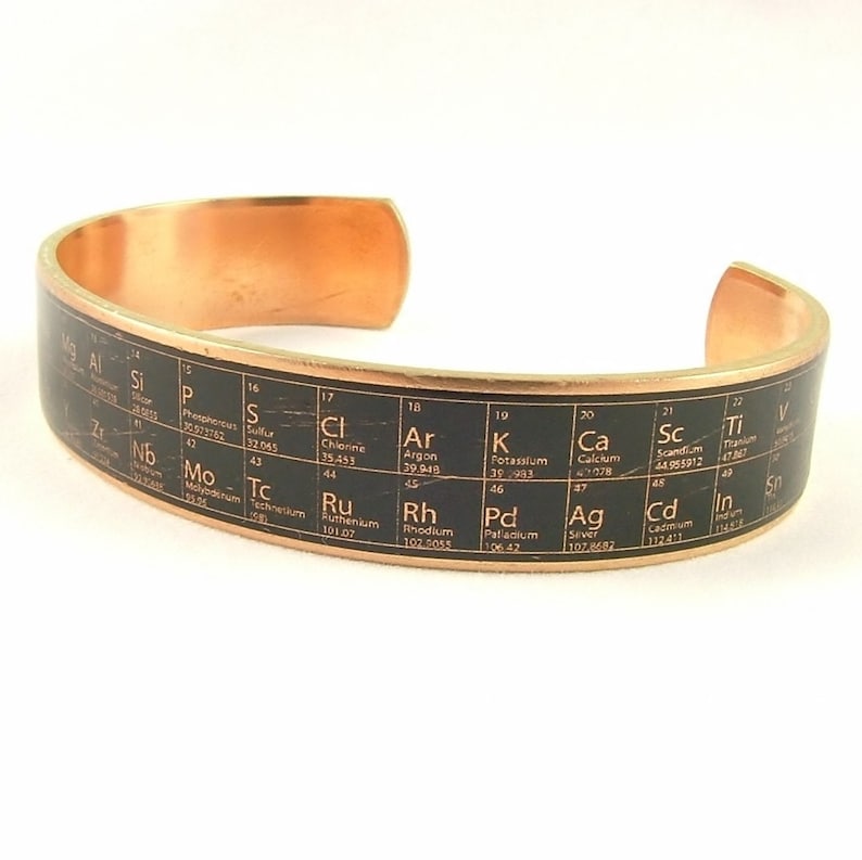 Periodic Table of Elements Skinny Cuff Bracelet Geeky Science Jewelry Scientist Chemistry Jewelry Pharmacist Gifts For Him image 2