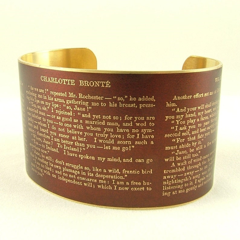 Charlotte Bronte Chapter Novel Jane Eyre Quote Literary Book Cuff Bracelet Gifts For Her Librarian Teacher Bookish Gifts image 5