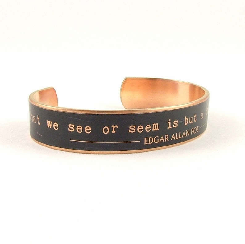 Poetry Bracelet Dream Within A Dream Edgar Allen Poe Jewelry Gothic Quote Poem Cuff image 5