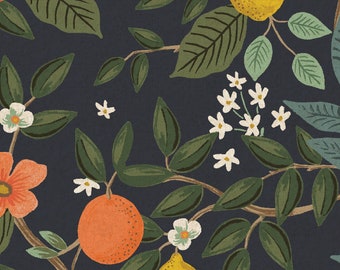 Rifle Paper Company- Bramble- Citrus Grove- Navy - Cotton + Steel - Cotton CANVAS fabric- available by the fq, half yard, and yard