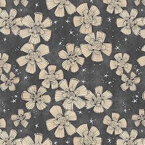 Spirit of Halloween - Nocturnal Bloom - Charcoal - 100% Cotton fabric - available in fq, half yard, and yardage