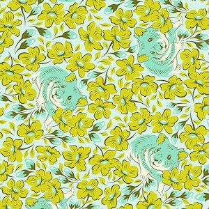 Tula Pink - Metallic Besties- Chubby Cheeks- Clover - 100% Cotton fabric - available in fq, half yard, and yardage