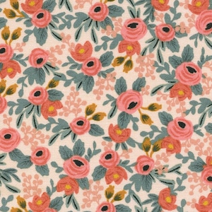 Rifle Paper Company – Les Fleurs – Rosa – Pfirsich – Baumwolle + Stahl – Baumwollstoff – erhältlich im FQ, halben Meter und Meter