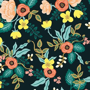 Rifle Paper Company- Primavera - Birch- Black - Cotton + Steel - Cotton fabric- available by the fq, half yard, and yard