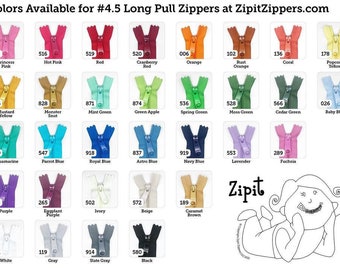 Ykk Purse Zippers with a Long Handbag Pulls Mix and Match Your Choice of 50 Zippers- New Colors Added- Sizes 9,12,14,16,18, and 24 inches