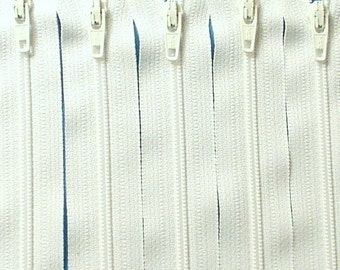 Ten 14 Inch White Zippers YKK Color 501