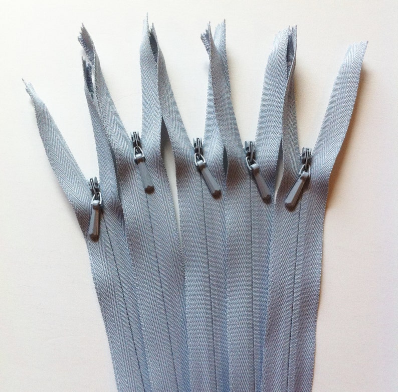 INVISIBLE Zippers YKK 10 Pieces Color 119 Grey Available in Etsy