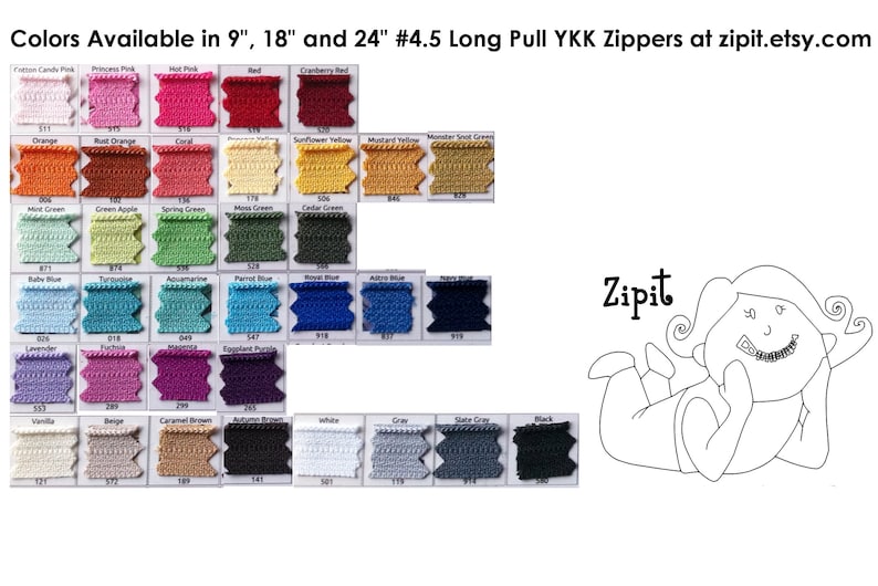 Zippers 9, 12, 14, 16,18 or 24 Inch 4.5 Ykk Purse Zippers with a Long Handbag Pulls Mix and Match Your Choice of 25 Zippers image 7