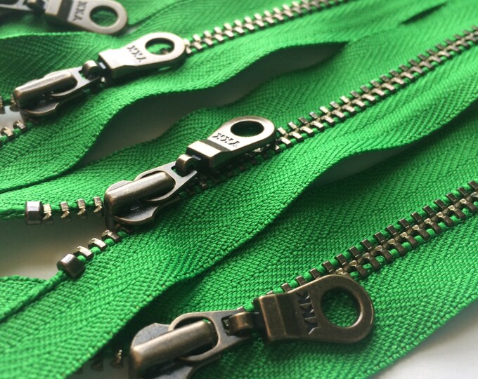 Metal Teeth Zippers 12 Inch YKK Antique Brass Donut Pull Etsy