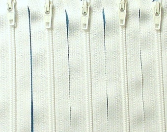 Wholesale Twenty-five 14 Inch White Zippers YKK Color 501