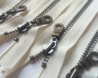 YKK Metal Teeth Zippers- Vanilla Antique Brass Donut Pull Color 121- 5 Pieces- Available in 6,7,9,10,11,12,14 and 16 Inches