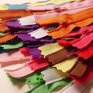 Your Choice Of 25 9 Inch YKK Zippers Mix and Match red orange yellow green blue purple pink brown black white grey image 6