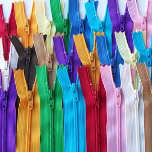 SALE 50 Assorted 9 and 10 Inch YKK Zippers red orange yellow green blue purple pink brown black white image 3