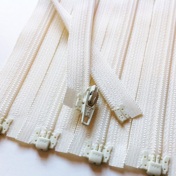 Separating Zippers- Off White Vanilla 121- 5 Pieces 3mm Nylon Coil YKK - Available in sizes 6,7,10 and 14 Inch