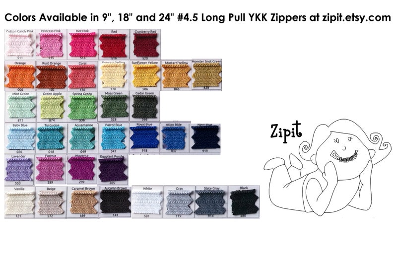 24 Inch 4.5 Ykk Purse Zippers with a Long Handbag Pulls Mix and Match Your Choice of 10 Zippers image 2