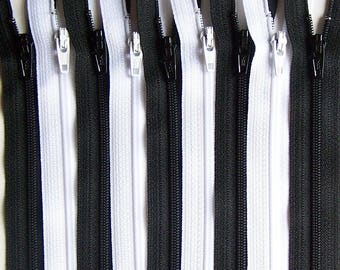 SALE Wholesale YKK Zipper 12 Inch Black and White Bundle (50) Pieces- Bulk Zippers