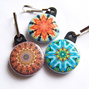 Kaleidoscope Zipper Pulls 3 piece Autumn Sunset Pack image 3