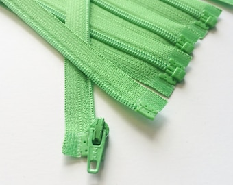 YKK Separating Zippers- Med-Lightweight 3mm Coil Zippers- 5pcs- Spring Green 536- Available in 6,7,8,10 and 14 inches