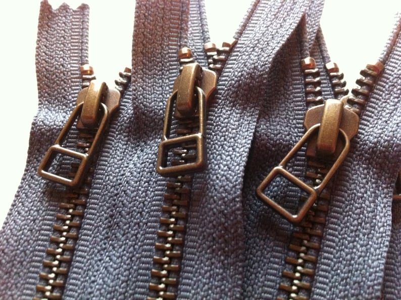 YKK metal zippers with antique brass finish and DHR style Etsy