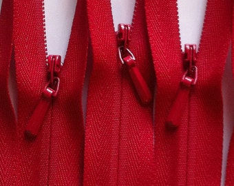 Cremalleras invisibles - YKK Rojo 519 - 5 piezas - 22 pulgadas