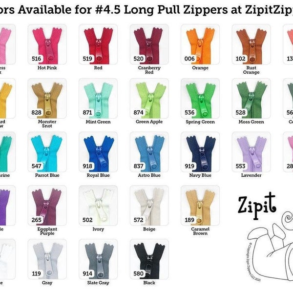 24 Inch 4.5 Ykk Purse Zippers with a Long Handbag Pulls Mix and Match- Your Choice of 5 Zippers