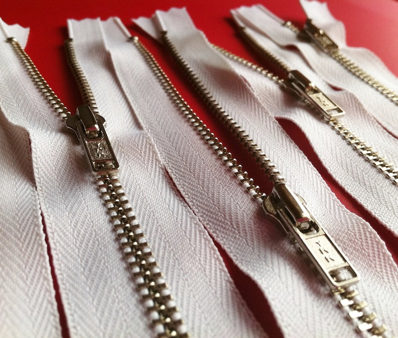 Metal Zippers Closed Bottom Ykk Nickel Teeth Zips 5 Pieces Etsy