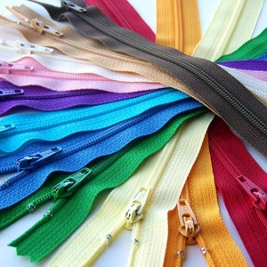 SALE 50 Assorted 9 and 10 Inch YKK Zippers red orange yellow green blue purple pink brown black white image 2