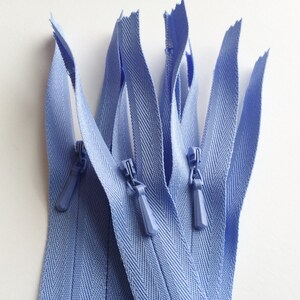 INVISIBLE Zippers YKK Color 248 Periwinkle 5 Pieces Currently available in 9, 18 or 22 Inch image 2