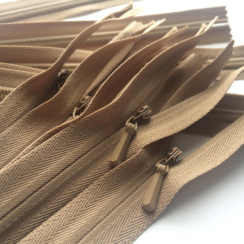 INVISIBLE Zippers YKK Color 203 Tan 10 Pieces Available in Etsy