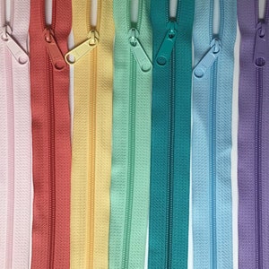 YKK Zipper Long Pull Pastel Sampler Pack Available in 18 and 30 inch double OR 9, 12, 14, 16, 18 or 24 inch single pull 7pcs image 4