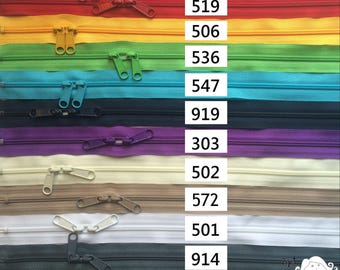 Una cerniera YKK da 4,5 mm con doppia trazione - Cursori testa a testa - Disponibile in 30,36 e 40 pollici - La tua scelta di colore-