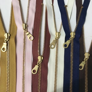 Metal Teeth Zippers- YKK Brass Donut Pull Number 4.5s- 6 pc Modern Neutrals Sampler Pack- Available in 8,9,12,16 and 18 Inches