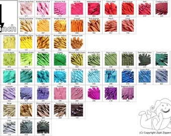 10pc 4 Inch 3mm YKK Coil Zippers - Mix and Match from 65 Colors