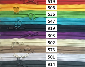 Una cerniera YKK da 4,5 mm da 36 pollici con doppio tirante - Cursori testa a testa - La tua scelta di colore-