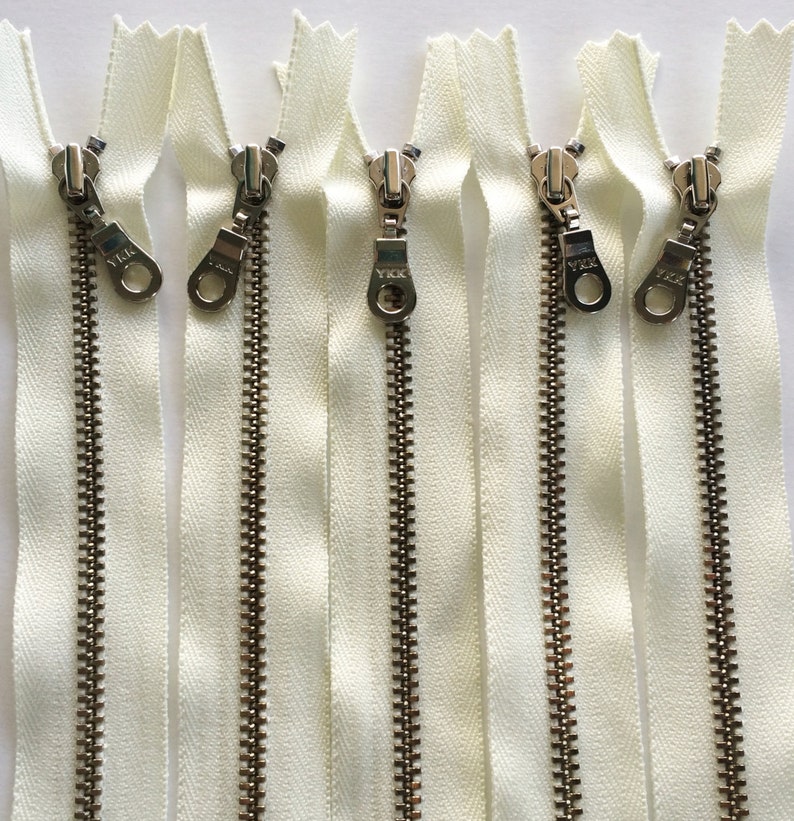 YKK Metal Teeth Zippers 16 inch with Nickel Teeth and Donut Etsy