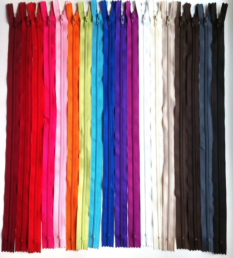 100 Mix and Match 18 Inch YKK Closed Bottom Zippers Parrot Choose from 65 light bright vibrant bold and neutral colors image 4