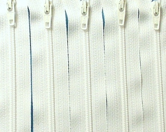 Ten 18 Inch White YKK Zippers Color 501
