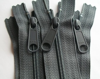 Five 9 Inch Ykk Long Pull Purse Zippers Slate Gray 914