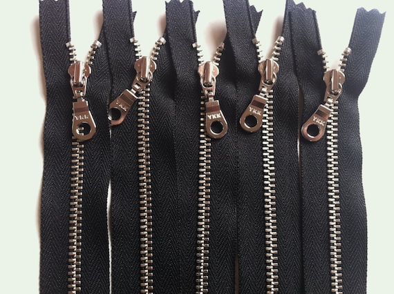 YKK Metal Zippers -silver Nickel Teeth and Donut Pull- (5)pcs