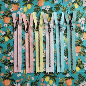 New Bloom 9pc Sampler Set Metal Teeth Zippers YKK Antique Brass Donut Pull 4.5s Available in 6,8, and 18 inches image 6