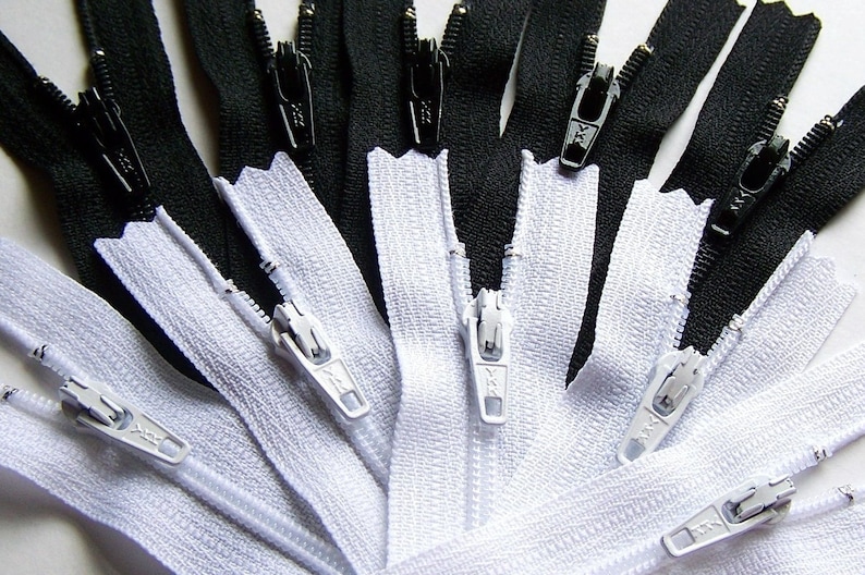 YKK Zipper 6 Inch Black and White Bundle 10 pcs