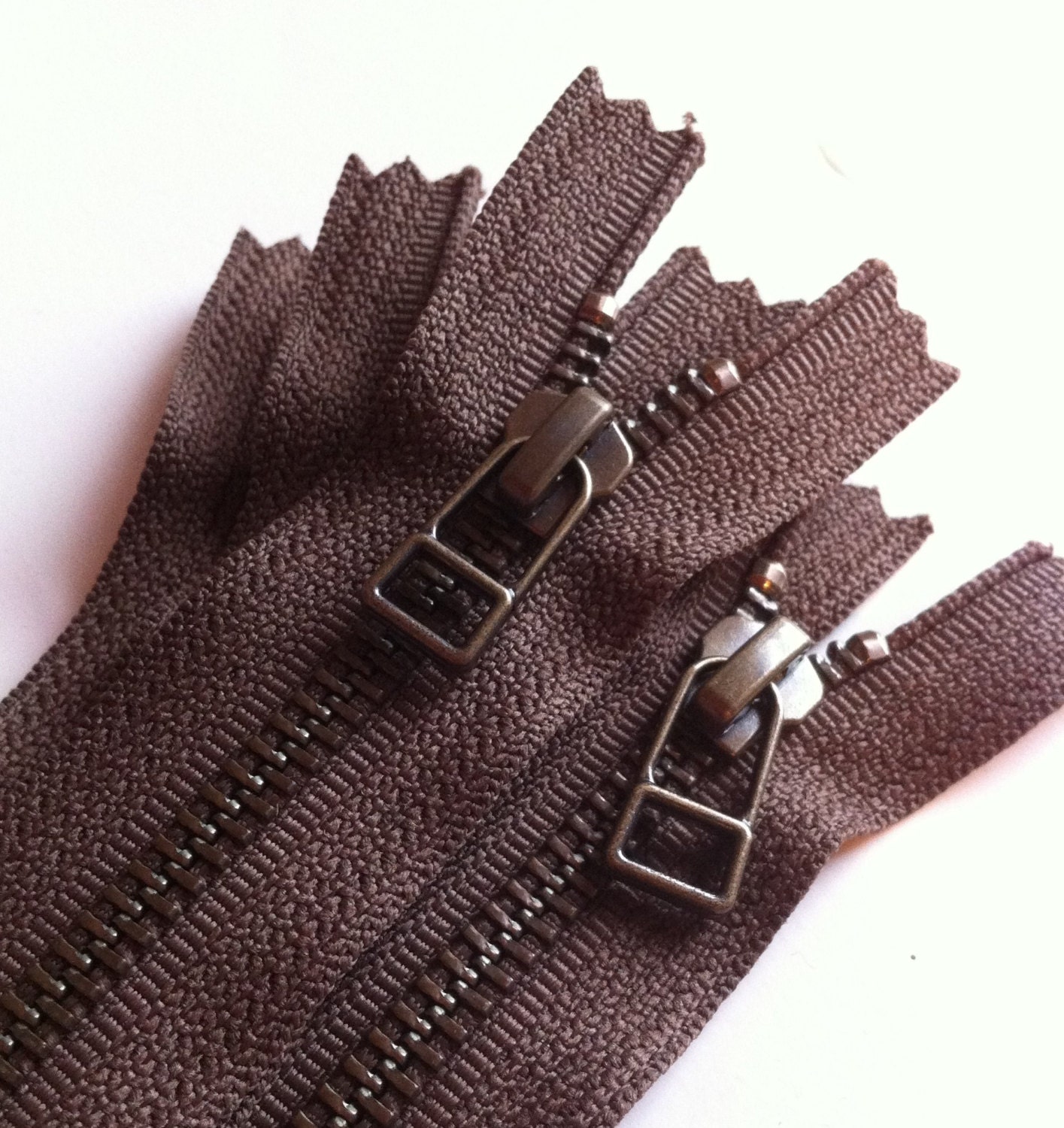 YKK metal zippers with antique brass finish and DHR style pull- (5) p…