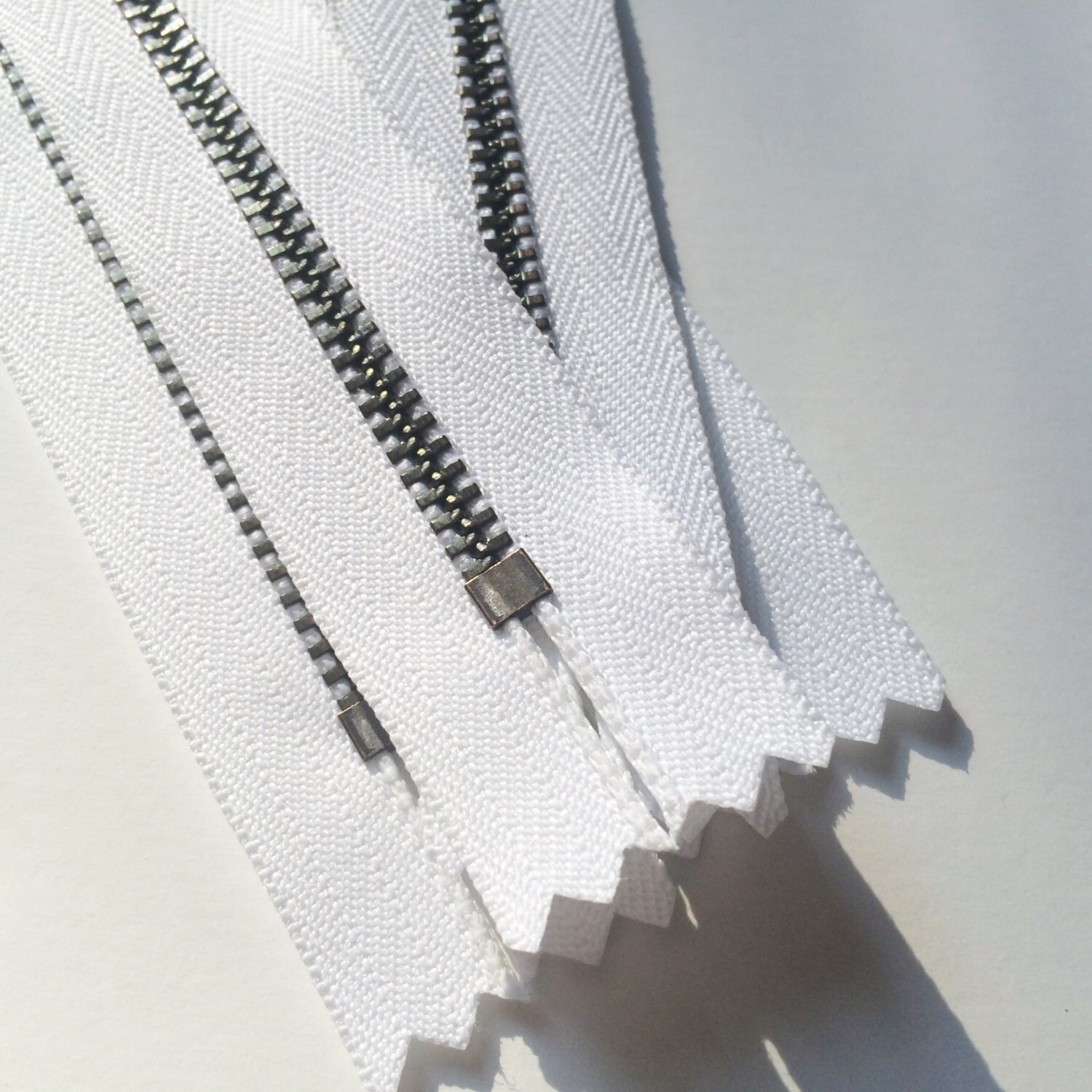 YKK Zippers- Antique Brass Donut Pull Metal Zipper- 501 White- (5