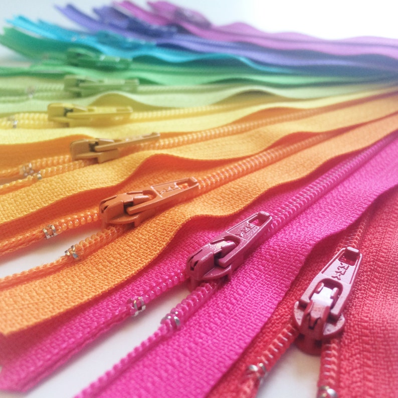 Zippers BRIGHTS ykk coil zipper sampler pack 10 pcs Available in sizes 3,4,5,6,7,8,9,10,12,14,16,18,20 and 22 Inch image 4