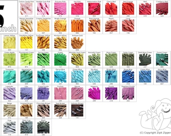 10pc 5 Inch 3mm YKK Coil Zippers - Mix and Match from 65 Colors